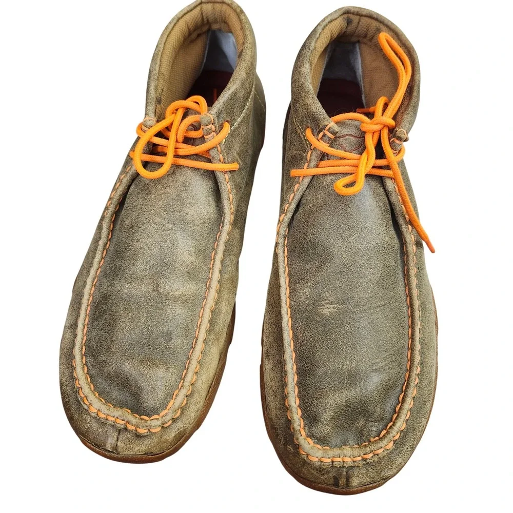 Twisted X Mens Driving Moc Chukka Boots Brown Orange Leather  Size 11.5 M